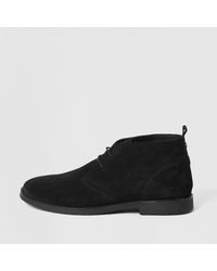 River Island - Black Lace Up Suede Chukka Boots - Lyst