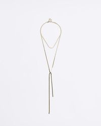 River Island - Gold Long Multirow Necklace - Lyst