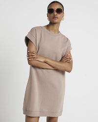 River Island - Brown Sleeveless Sweatshirt Mini Dress - Lyst