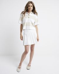 River Island - White Pleated Mini Skirt - Lyst
