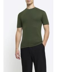 River Island - Green Muscle Fit Ri Studio Rib T-shirt - Lyst