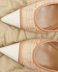River Island - Orange Raffia Kitten Heeled Court Shoes - Lyst
