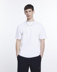 River Island - White Regular Fit Seersucker T-shirt - Lyst