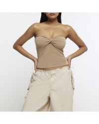River Island - Brown Twist Front Bandeau Top - Lyst