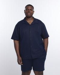 River Island - Big & Tall Navy Regular Fit Revere Shirt - Lyst