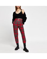 tartan trousers womens red