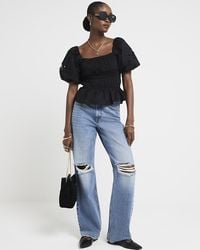 River Island - Shirred Puff Sleeve Blouse - Lyst