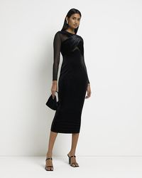 river island navy velvet dress