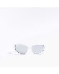 River Island - White Mirror Lenses Curved Sunglasses - Lyst