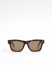 River Island - Brown Tortoise Shell Square Sunglasses - Lyst
