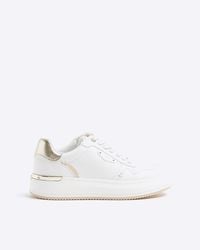 River Island - White Panel Lace Up Trainers - Lyst