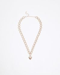 River Island - Gold Colour Heart Pendent Necklace - Lyst