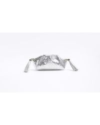 River Island - Silver Embossed Weave Clutch Bag - Lyst