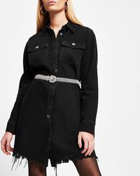 river island denim utility dress