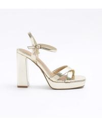 River Island - Crossed Strap Heeled Sandals - Lyst
