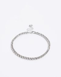 River Island - Silver Colour Stone Anklet - Lyst