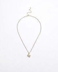 River Island - Gold M Initial Necklace - Lyst