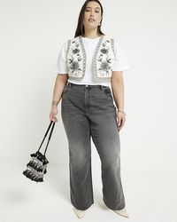 River Island - Plus Cream Embroidered Floral Waistcoat - Lyst