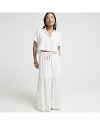 River Island - Petite White Textured Crop Shirt - Lyst