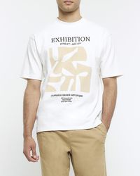 River Island - Ecru Graphic Print T-shirt - Lyst