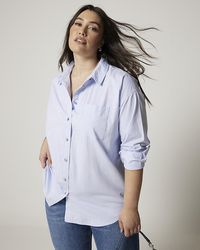 River Island - Plus Blue Oversized Long Sleeve Shirt - Lyst