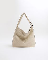 River Island - Cream Woven Slouch Tote Bag - Lyst