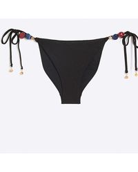 River Island - Black Beaded Tie Side Bikini Bottoms - Lyst