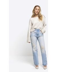 River Island - Ripped Stove Pipe Straight Jeans - Lyst
