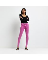 River Island Pink Molly Mid Rise Skinny Jeans