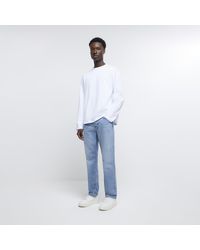 River Island - Light Straight Fit Faded Jeans - Lyst