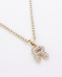 River Island - Diamante R Initial Necklace - Lyst