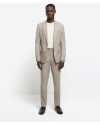 River Island - Beige Slim Fit Wool Blend Suit Trousers - Lyst