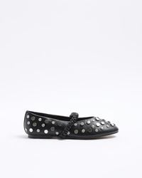 River Island - Black Embellished Mary Jane Shoes - Lyst