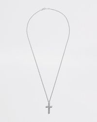 River Island - Silver Colour Embossed Cross Pendant Necklace - Lyst