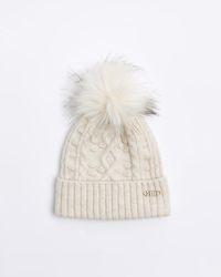 River Island - Cable Knit Beanie Hat - Lyst
