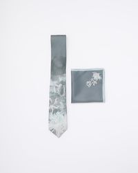 River Island - Floral Tie And Handkerchief Set - Lyst
