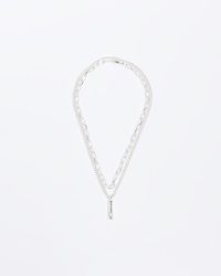 River Island - Silver Plated Tag Necklace Multipack - Lyst