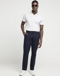 River Island - Textured Open Neck Polo - Lyst