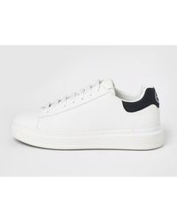 River Island - White Textured Lace-up Wedge Sole Sneakers - Lyst