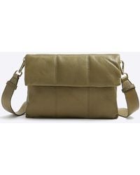 River Island - Khaki Leather Quilted Cross Body Bag - Lyst