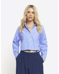 River Island - Stripe Crop Shirt - Lyst