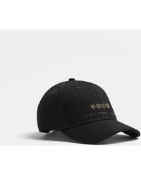 River Island - Black Embroidered Japanese Cap - Lyst