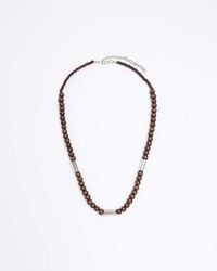 River Island - Brown Beaded Necklace - Lyst