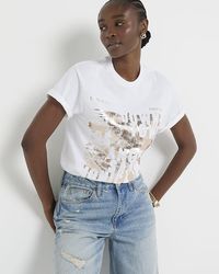 River Island - Graphic Foil T-shirt - Lyst