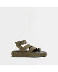 River Island - Khaki Flatform Gladiator Sandals - Lyst