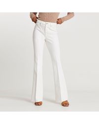 River Island White High Waisted Flared Jeans