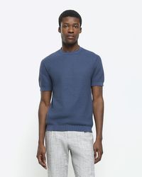 River Island - Textured Knit T-shirt - Lyst