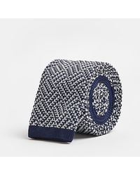 River Island - Navy Print Knitted Tie - Lyst