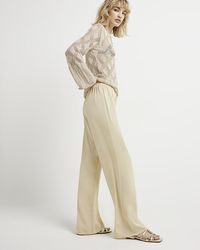River Island - Satin Pull On Elasticated Trousers - Lyst