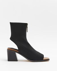 River Island - Black Wide Fit Open Toe Ankle Boots - Lyst